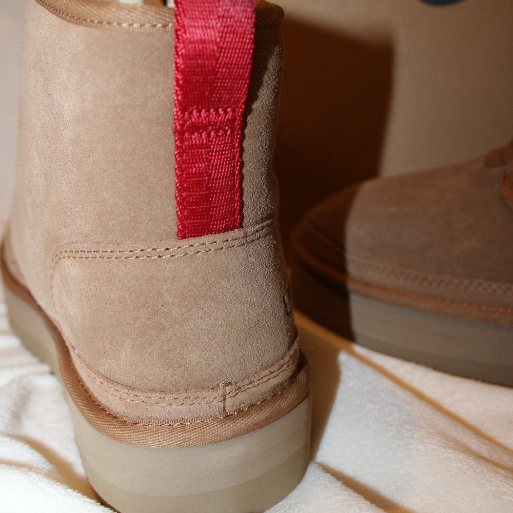 NIB UGG NEUMEL ZIP‎ UP PLATFORM SUEDE SHEARLING ANKLE BOOTS CHESTNUT - Picture 4 of 9